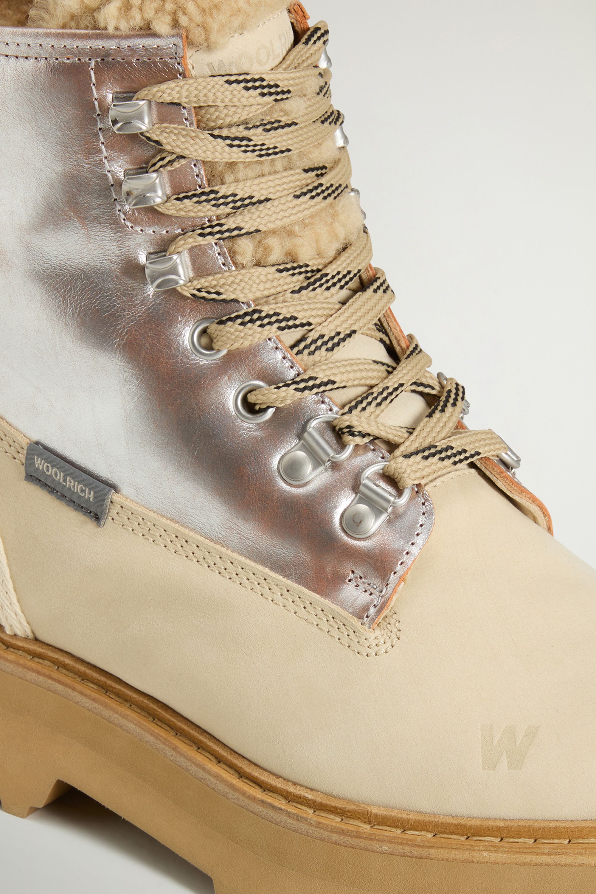 Main Combat Boots in Cowhide and Suede Beige photo 5 | Woolrich