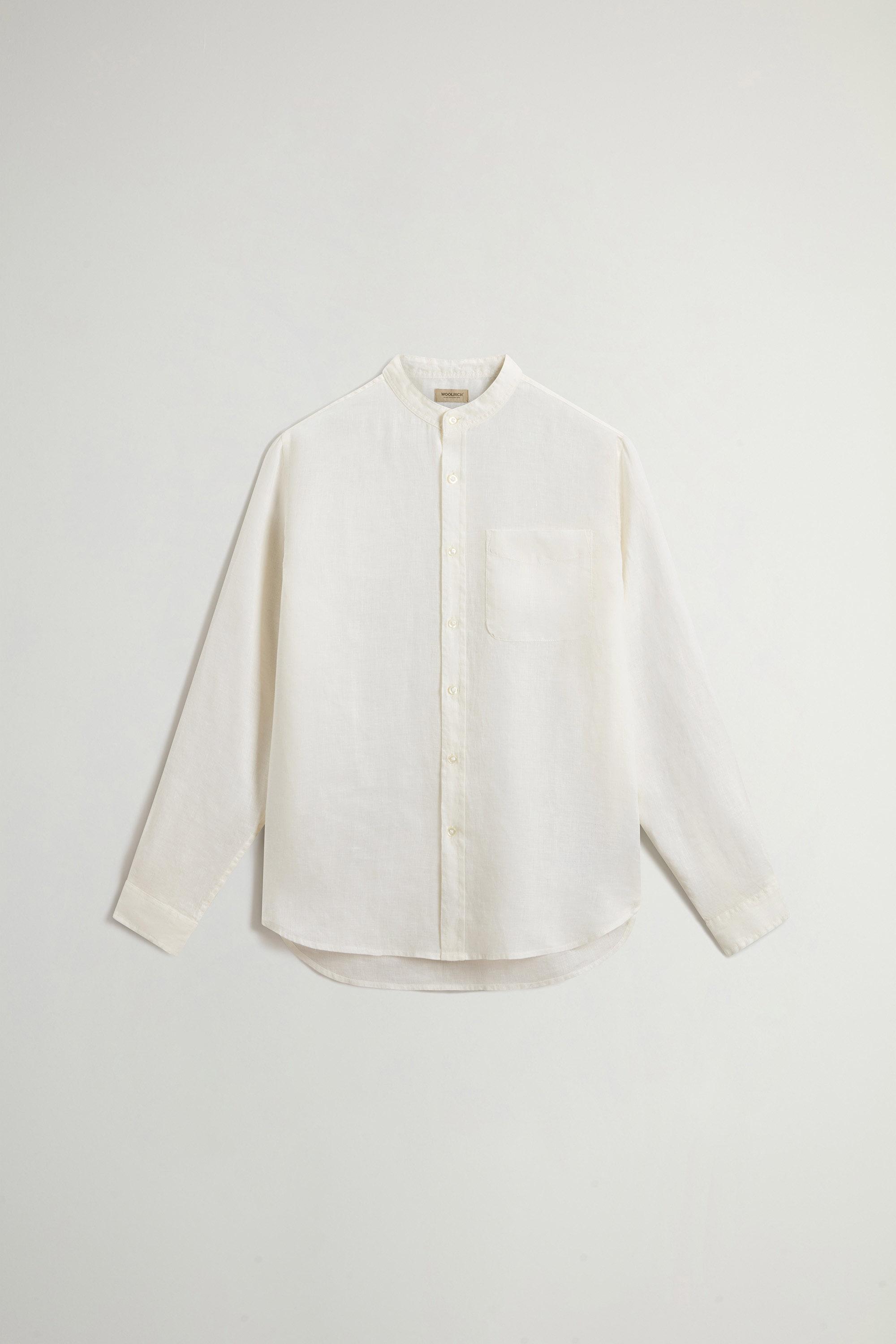 BAND COLLAR LINEN SHIRT White photo 5 | Woolrich