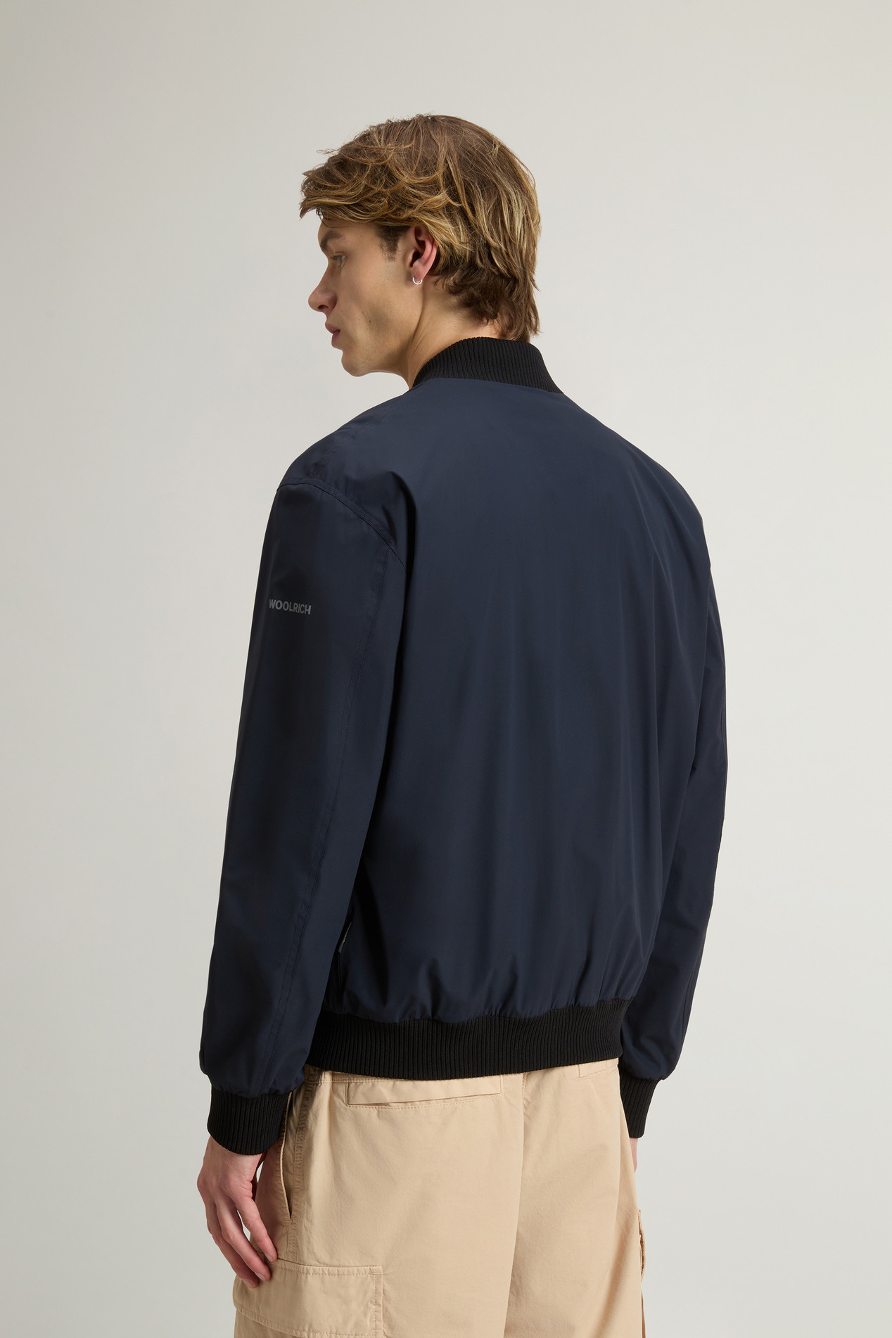 Bomber Jacket in Matte-Finish Stretch Nylon Blue photo 3 | Woolrich