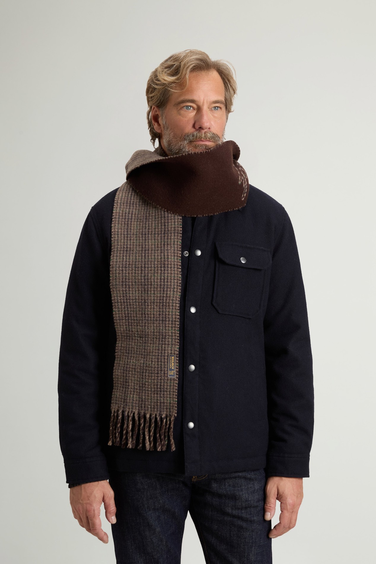 Scarf in Pure Wool with Checked Pattern Green photo 1 | Woolrich