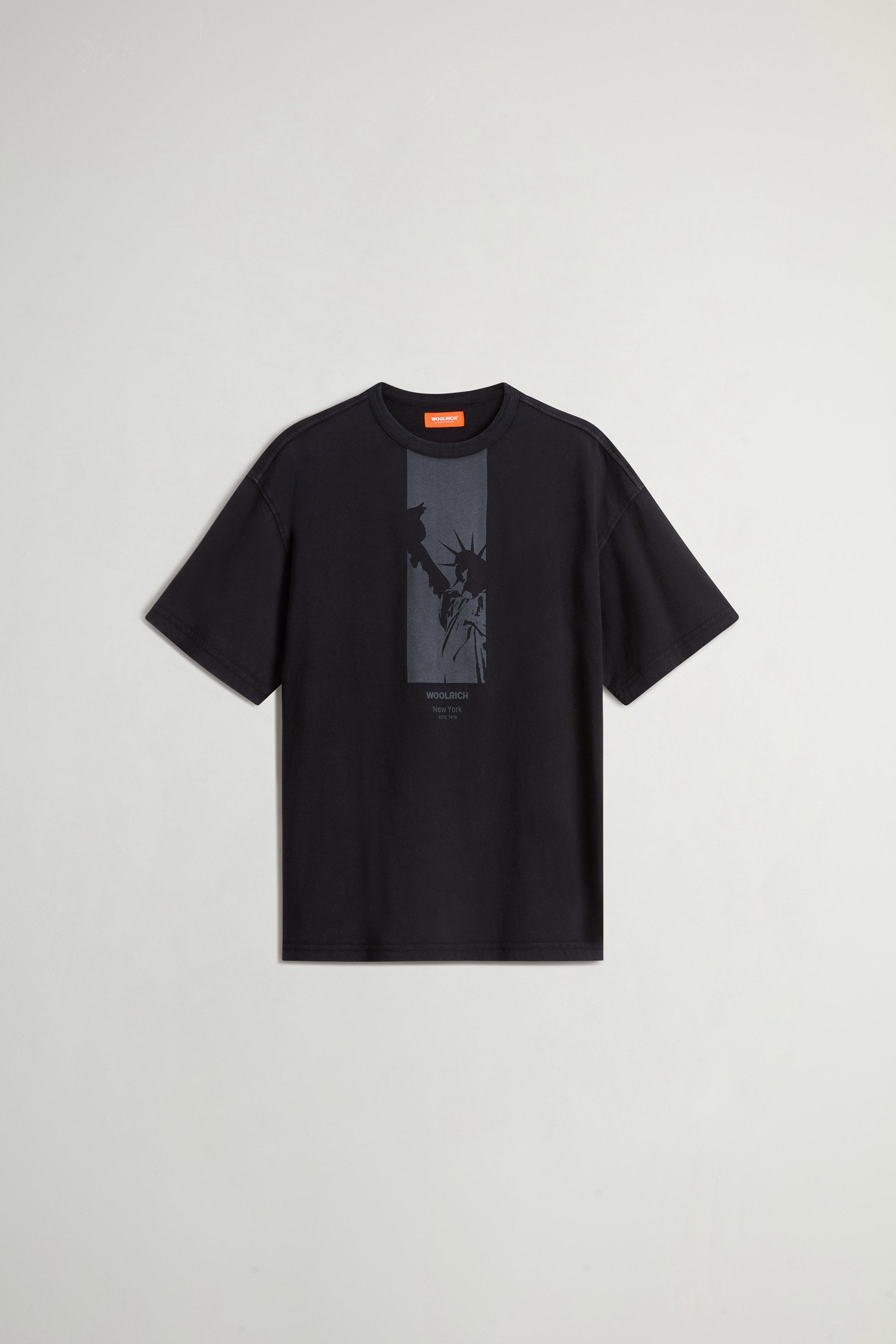 Teen Boys’ Garment-Dyed Pure Cotton T-Shirt with Print Black photo 5 | Woolrich