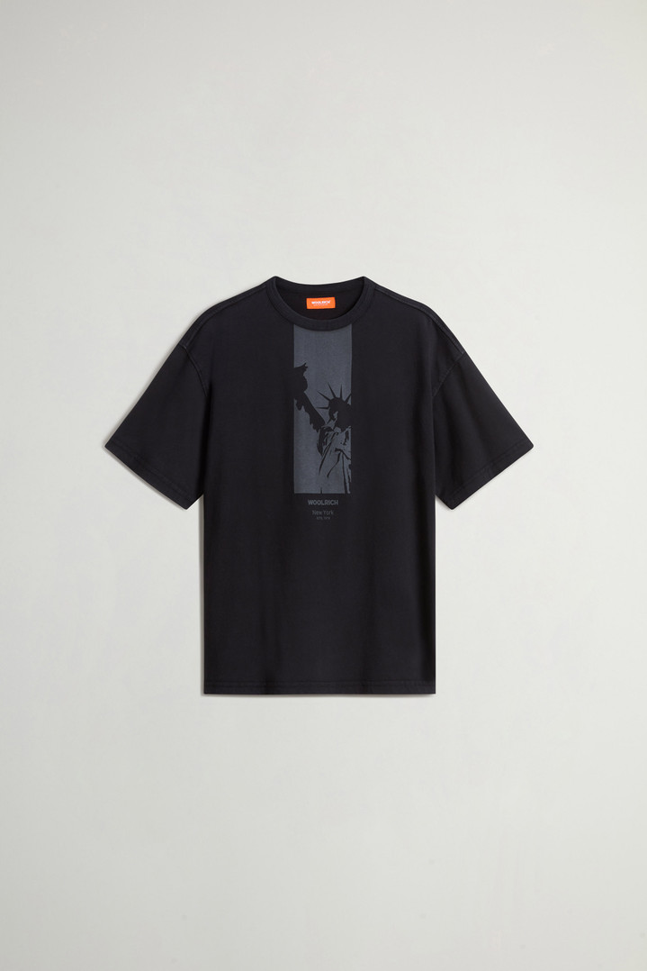 Teen Boys’ Garment-Dyed Pure Cotton T-Shirt with Print Black photo 5 | Woolrich