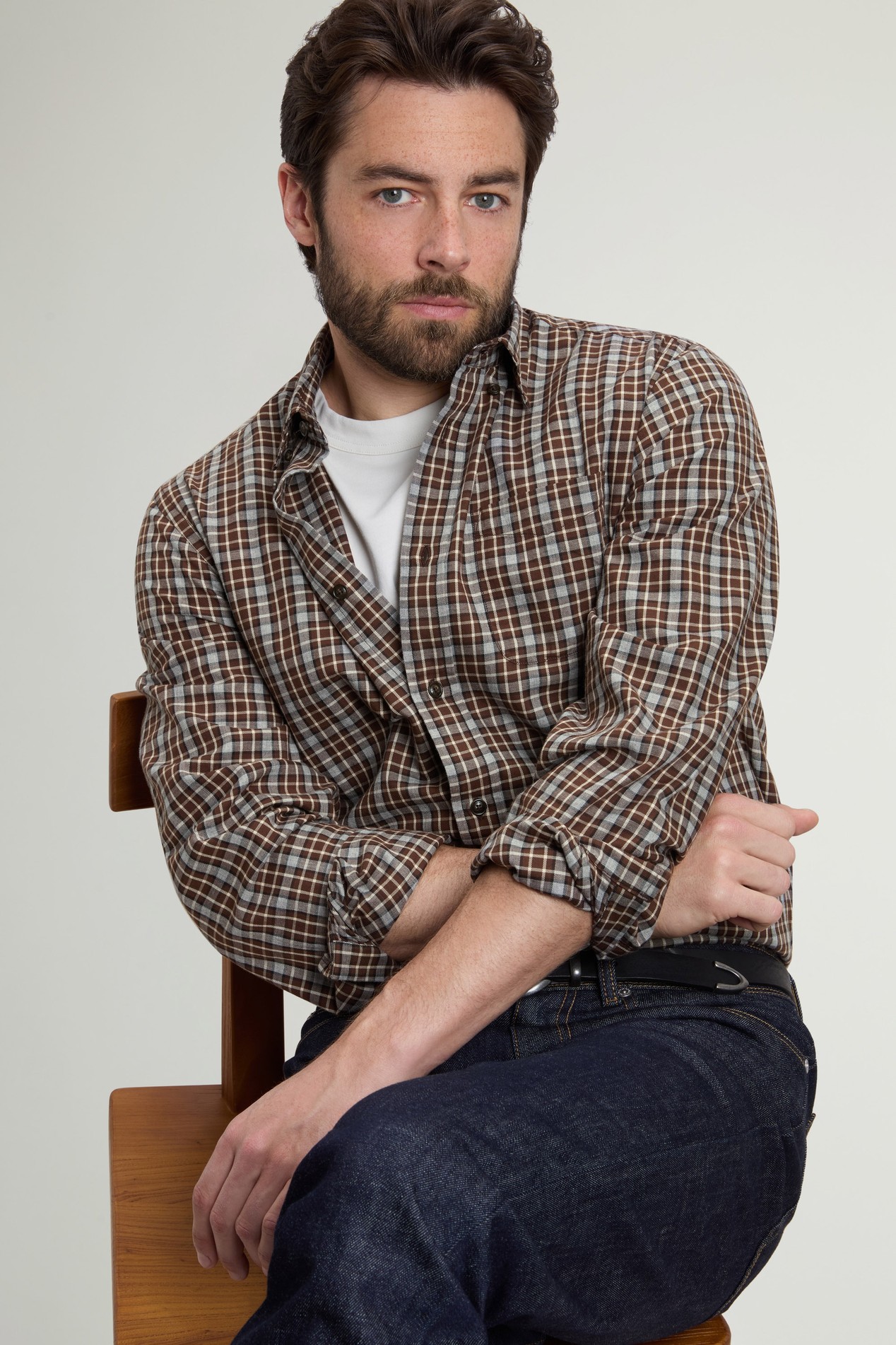Button-Down Checked Shirt in Pure Cotton Flannel Green photo 4 | Woolrich