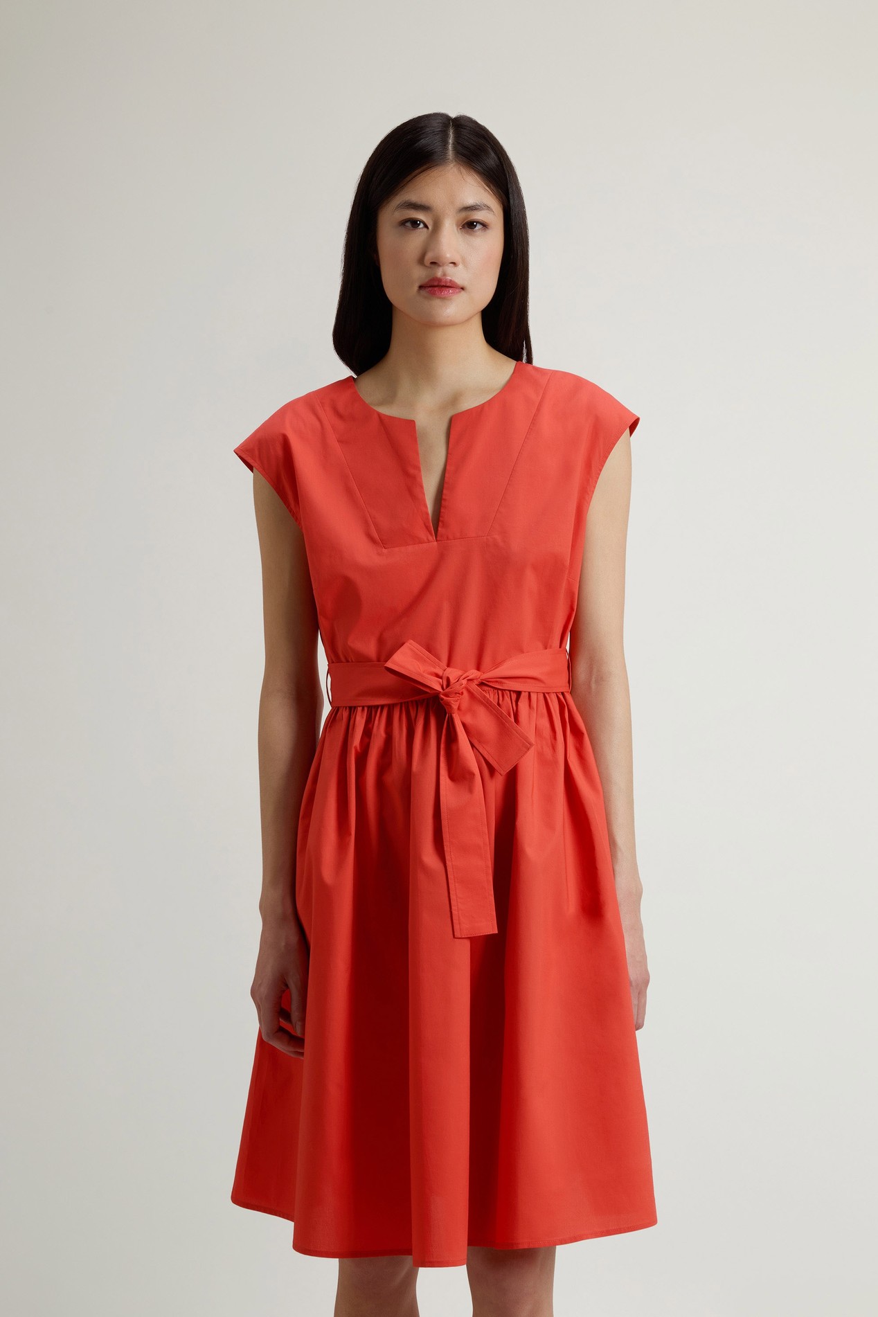 Pure Cotton Poplin Dress with Belt Red photo 1 | Woolrich