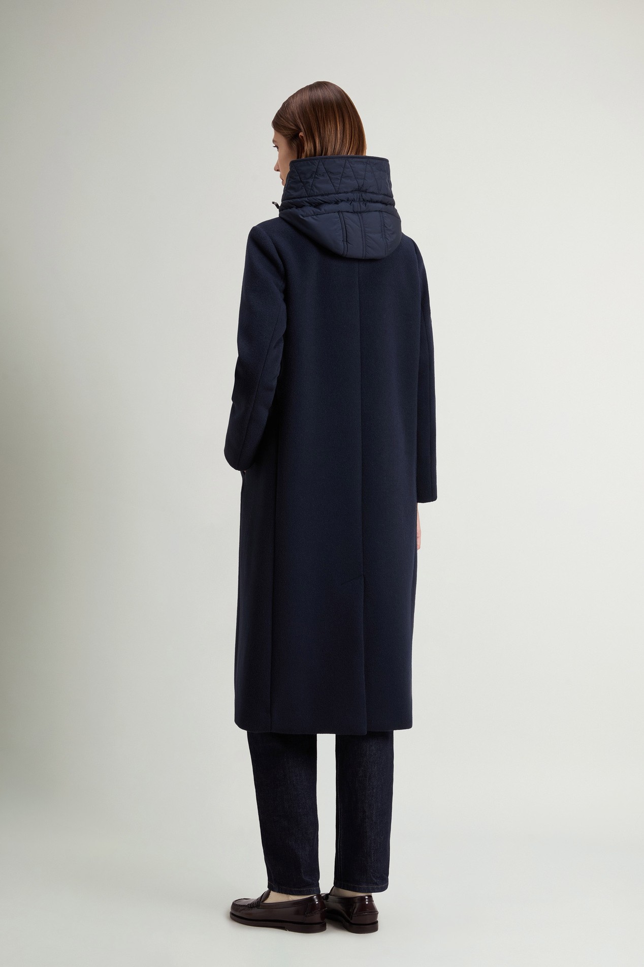 Double-Breasted Coat in Melton Wool Blend Blue photo 3 | Woolrich