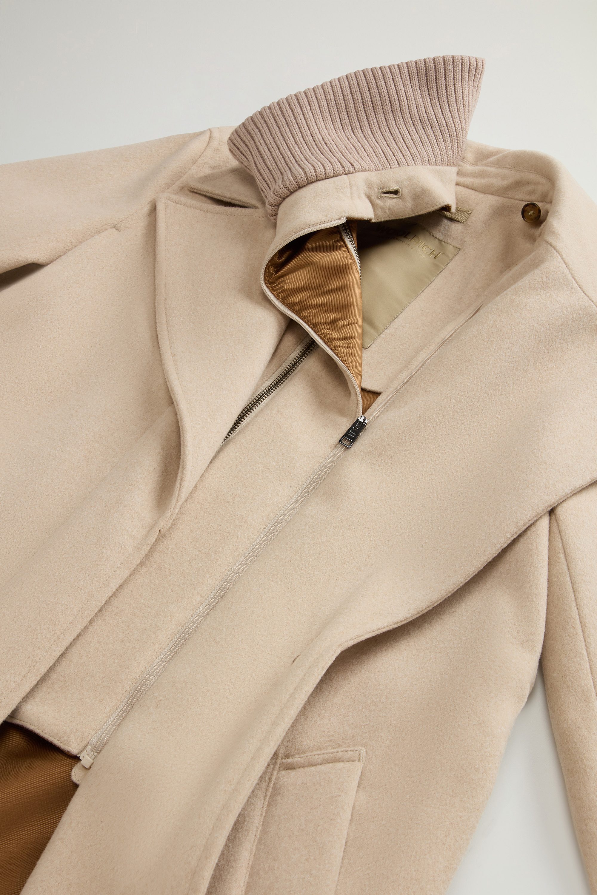 Coat in Pure Virgin Italian Wool Crafted Using a Loro Piana Fabric Beige photo 8 | Woolrich