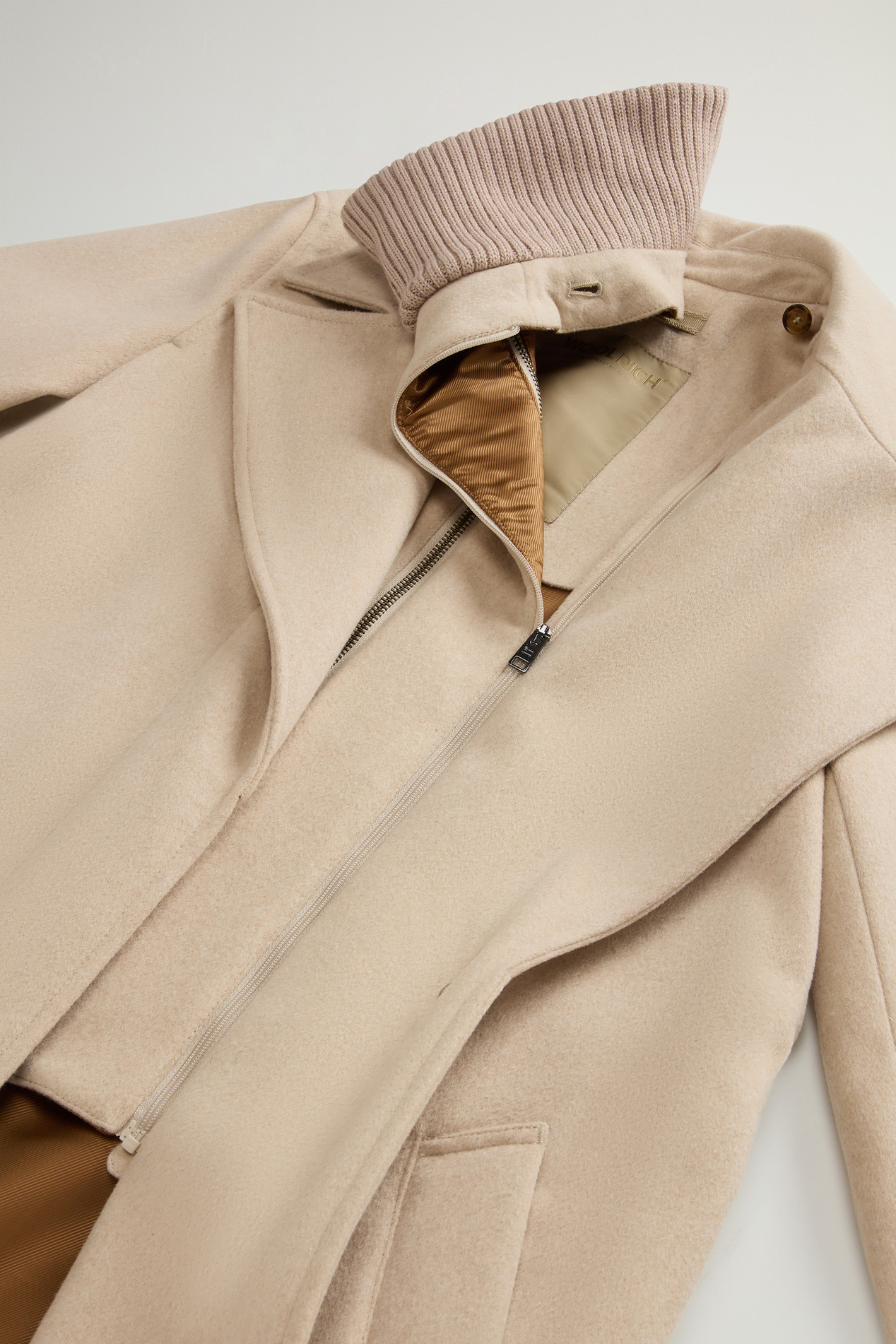 Coat in Pure Virgin Italian Wool Crafted Using a Loro Piana Fabric Beige photo 8 | Woolrich