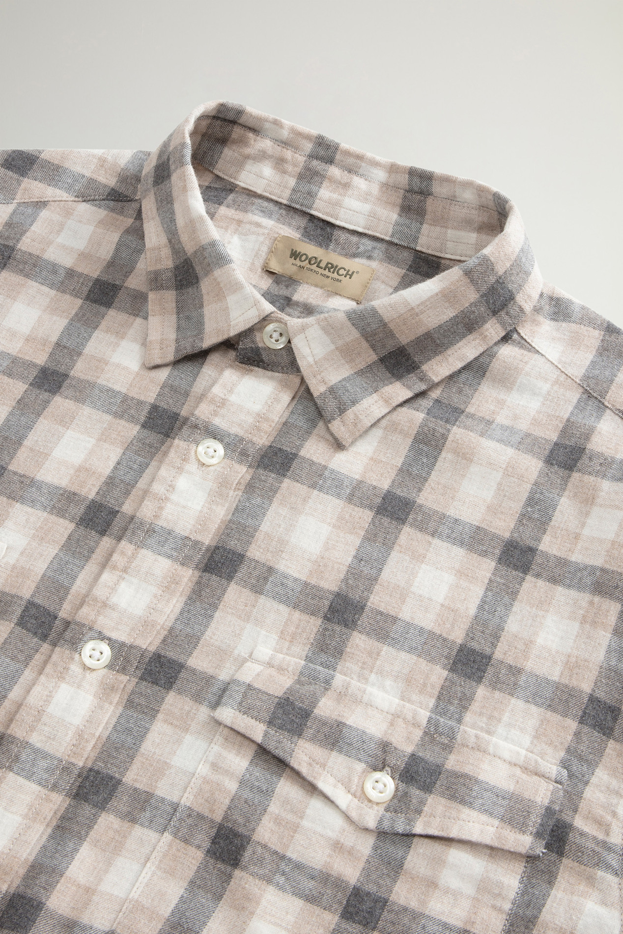 Pure Madras Cotton Flannel Checked Shirt Beige photo 6 | Woolrich