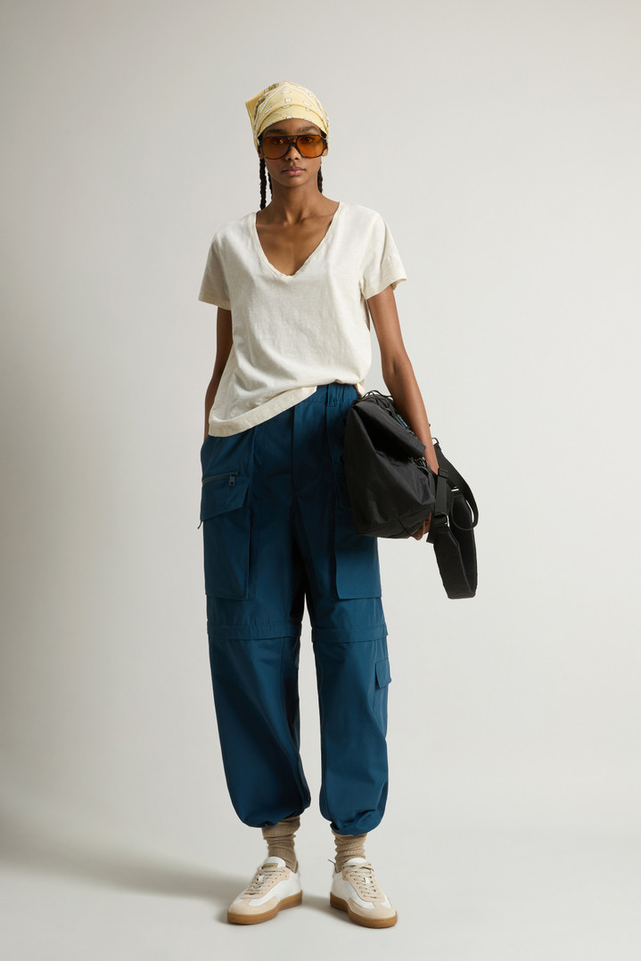 Pure Cotton Slub T-Shirt with V-Neck White photo 2 | Woolrich