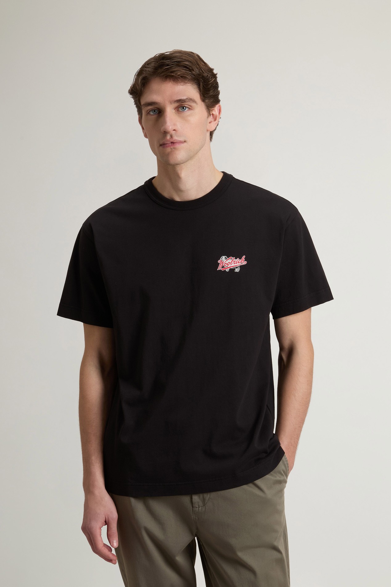 COTTON EMBLEM T-SHIRT Black photo 1 | Woolrich