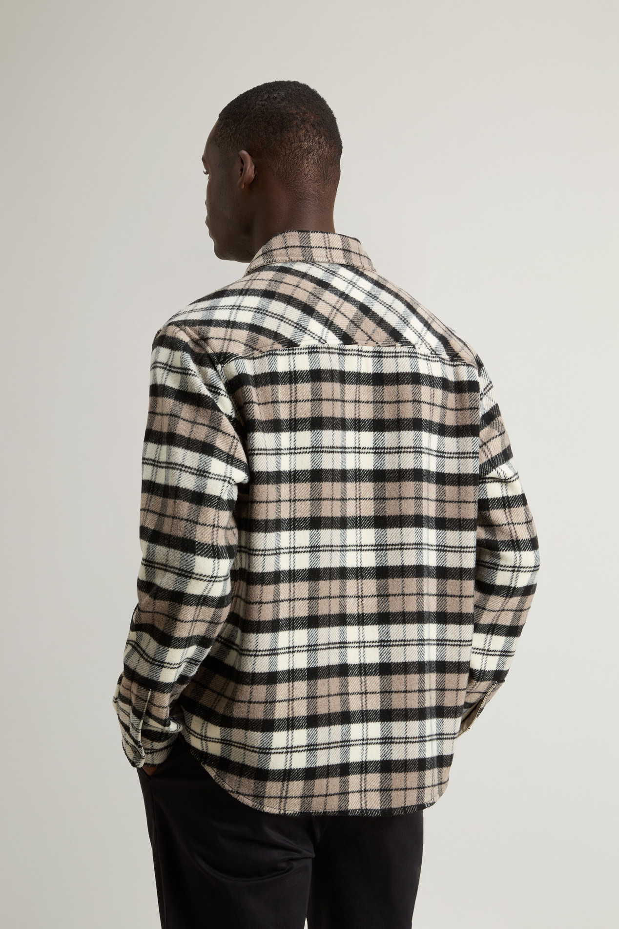 Wool-Blend Overshirt with Checked Pattern Brown photo 3 | Woolrich