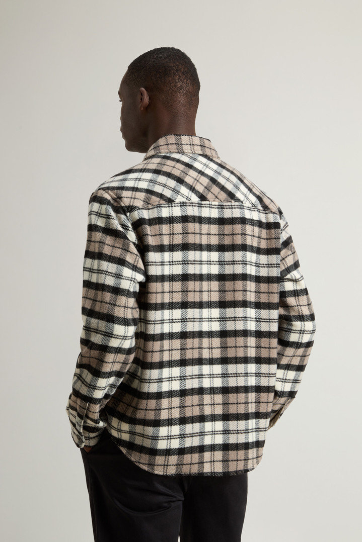 Wool-Blend Overshirt with Checked Pattern Brown photo 3 | Woolrich