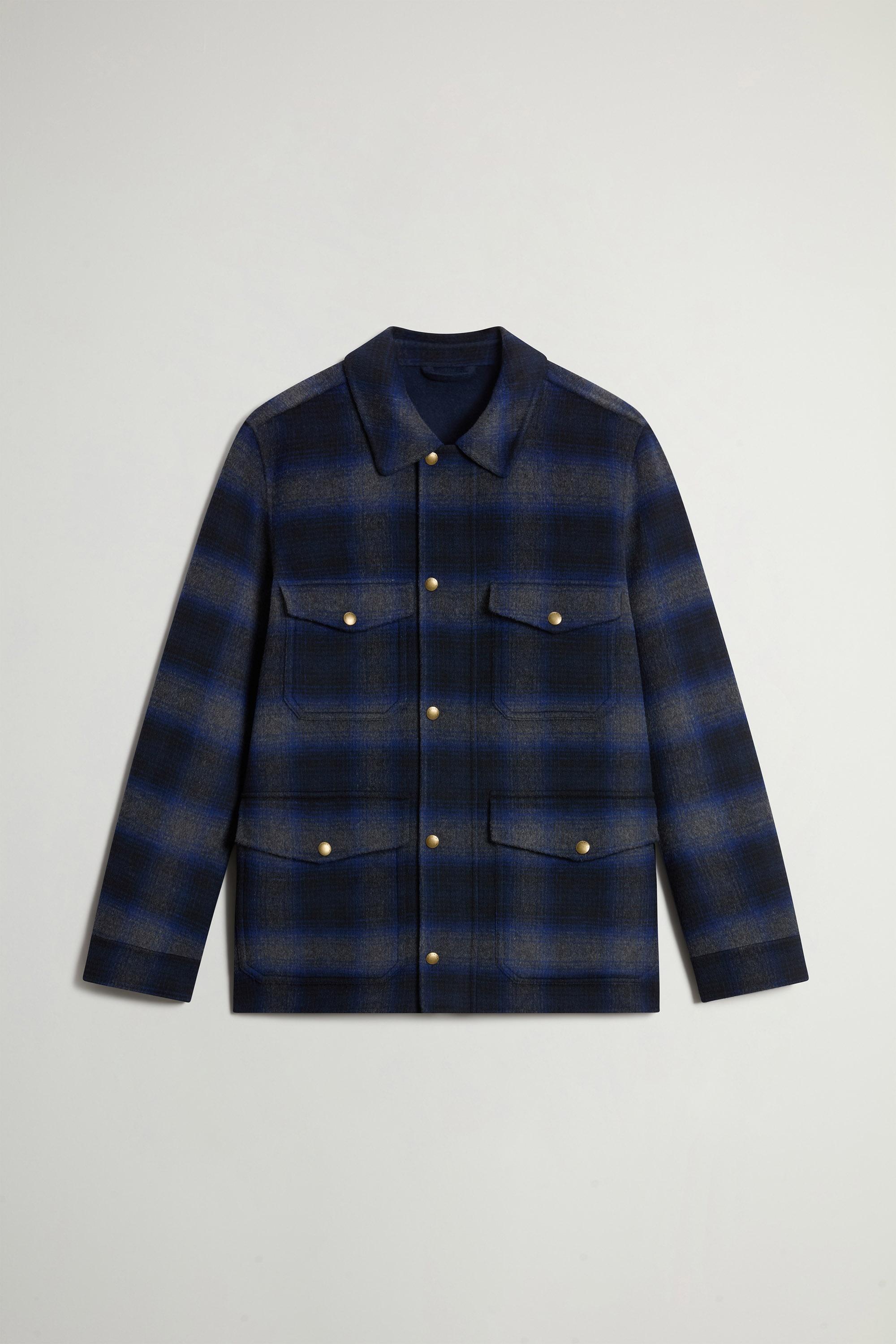 Checked Overshirt in Wool Blend Blue photo 5 | Woolrich