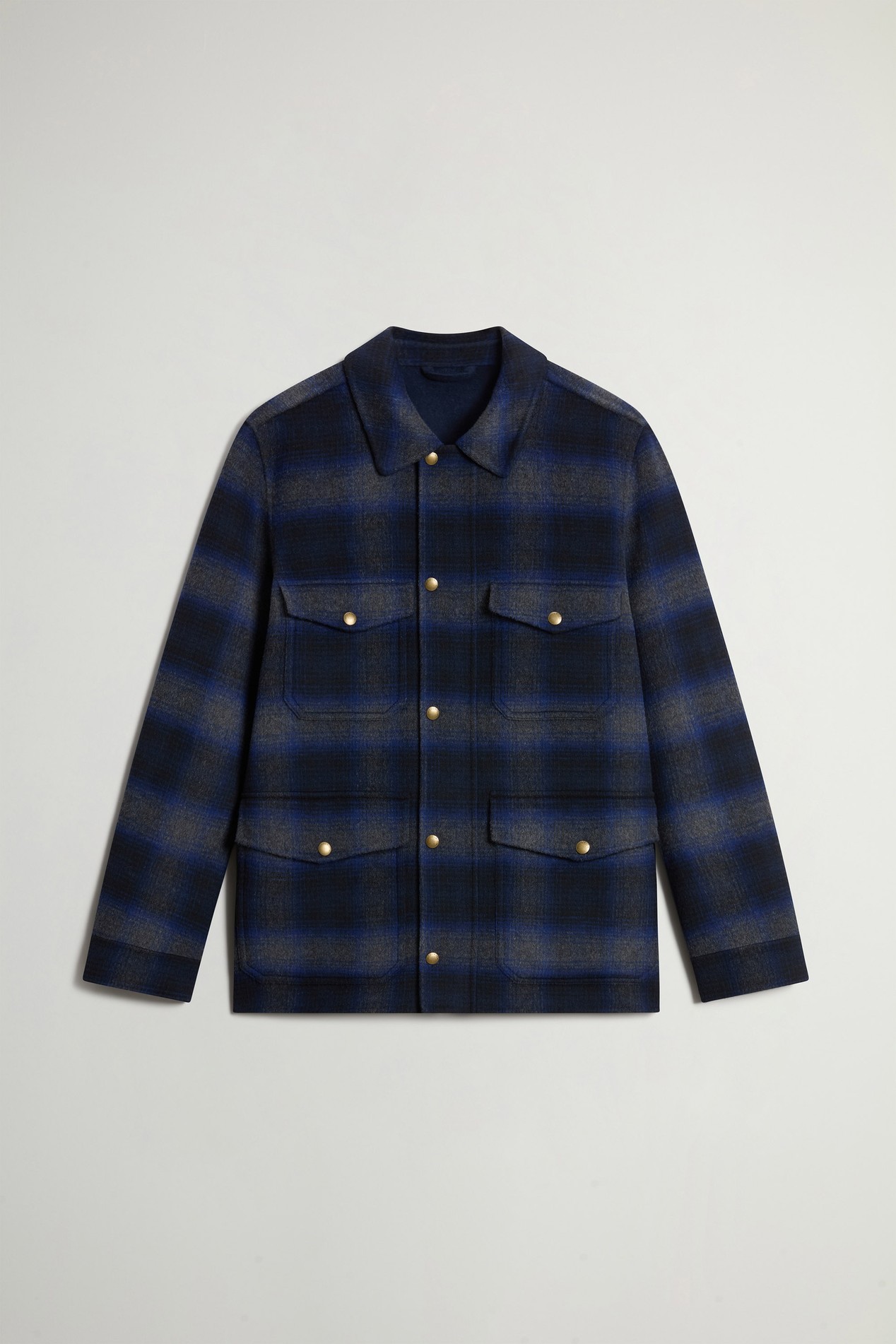 Checked Overshirt in Wool Blend Blue photo 5 | Woolrich