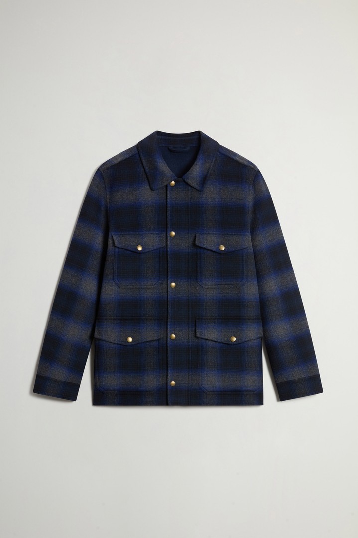Checked Overshirt in Wool Blend Blue photo 5 | Woolrich