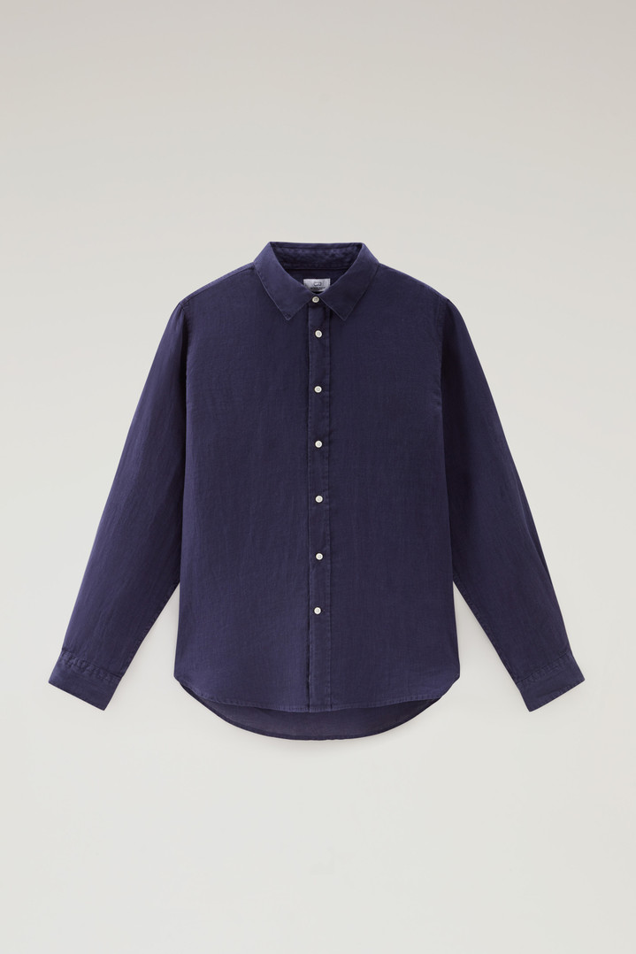 Garment-Dyed Pure Linen Shirt Blue photo 1 | Woolrich