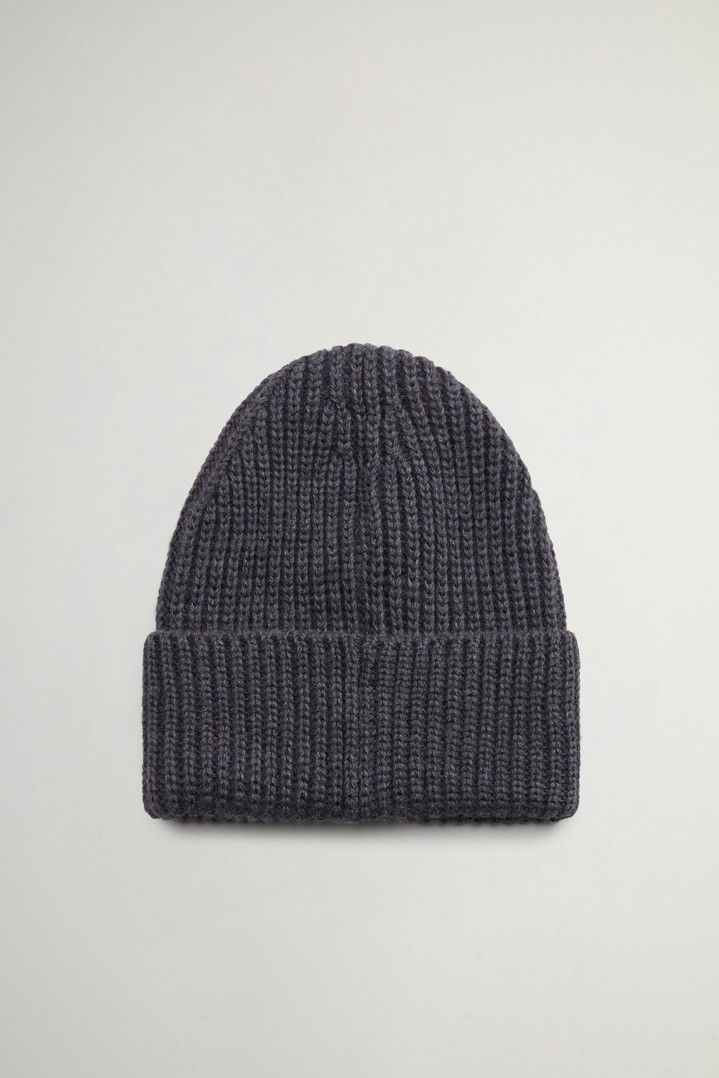 Ribbed Wool-Blend Beanie with Patch Gray photo 2 | Woolrich