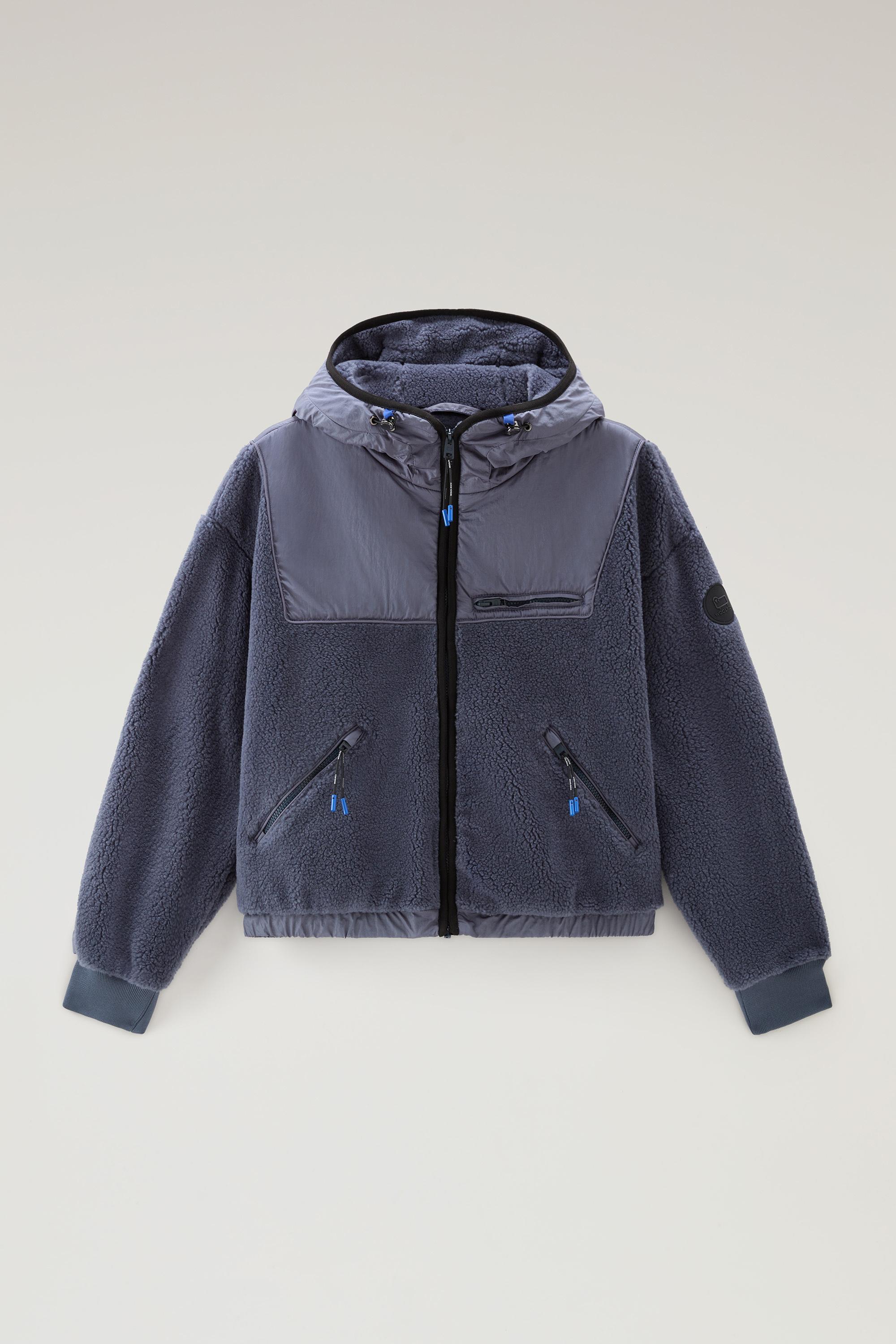 Full-zip Hoodie in Sherpa and Nylon Blue photo 1 | Woolrich