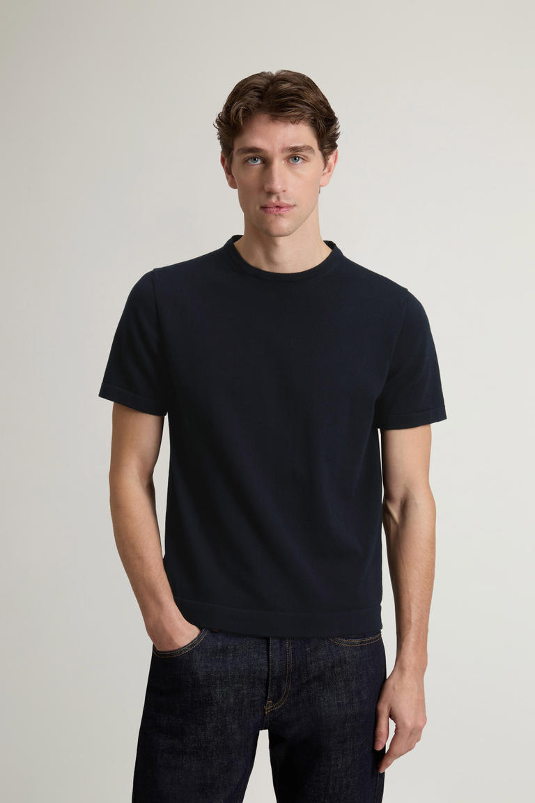 T-Shirt in Knit Pure Cotton Blue photo 1 | Woolrich