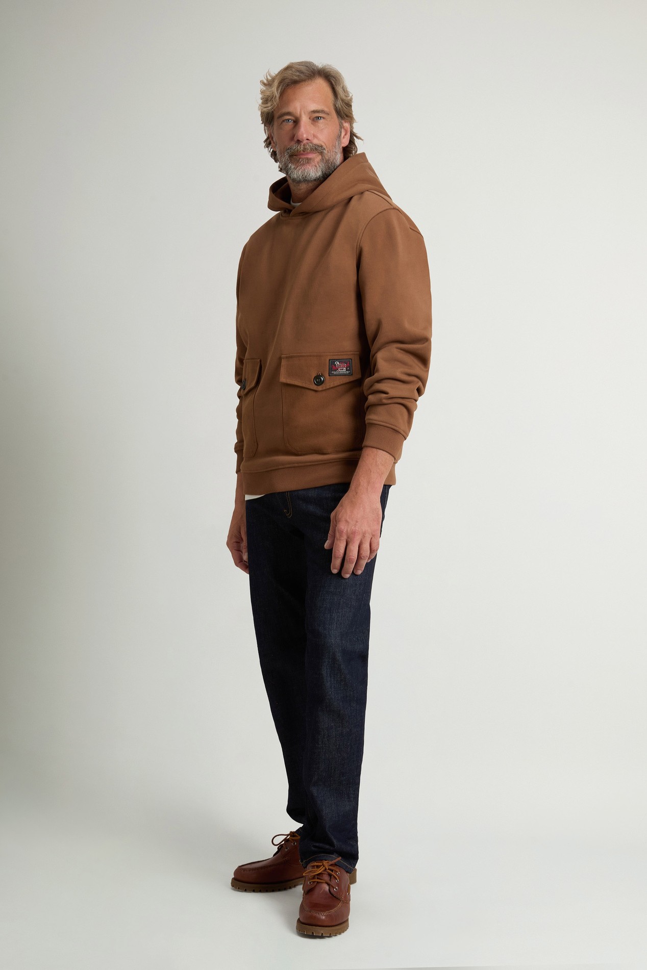 Kapuzenpullover aus einer Baumwollmischung mit Tasche Braun photo 2 | Woolrich
