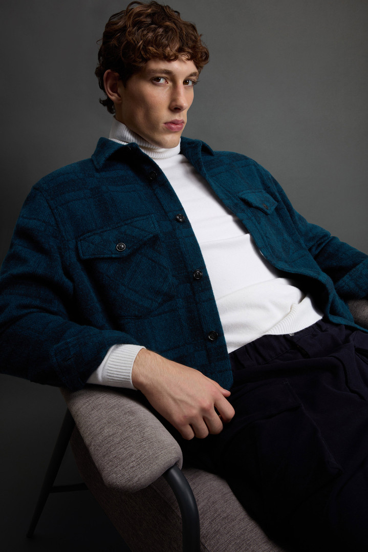 Geruit overhemdjack van zuiver kasjmier by Todd Snyder Blauw photo 6 | Woolrich