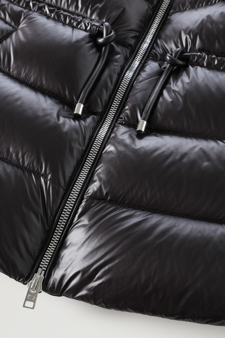 Aliquippa Down Jacket in Glossy Nylon with a Drawstring Waist Black photo 4 | Woolrich