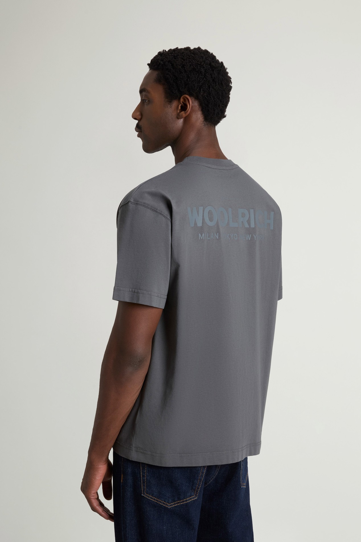 T-Shirt in Pure Cotton with Logo Gray photo 3 | Woolrich