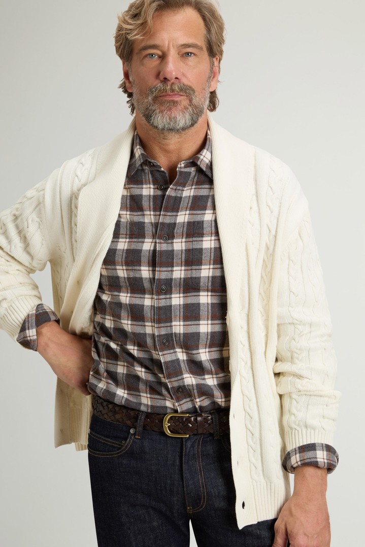 Cardigan in misto lana e cotone a trecce Bianco photo 4 | Woolrich