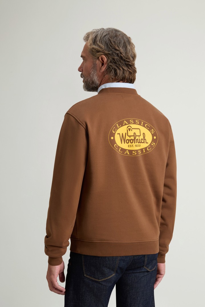 Crewneck Sweatshirt in Cotton Blend with Print Brown photo 3 | Woolrich