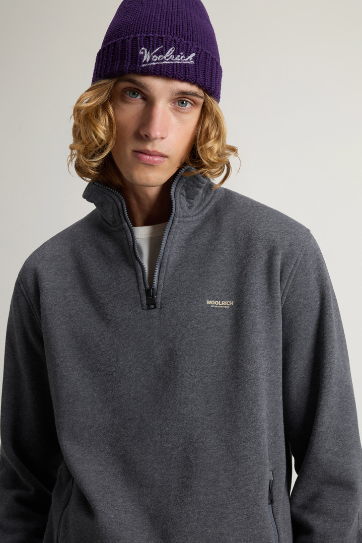 Hybrid Pure Cotton and Nylon Turtleneck Sweatshirt Gray photo 4 | Woolrich