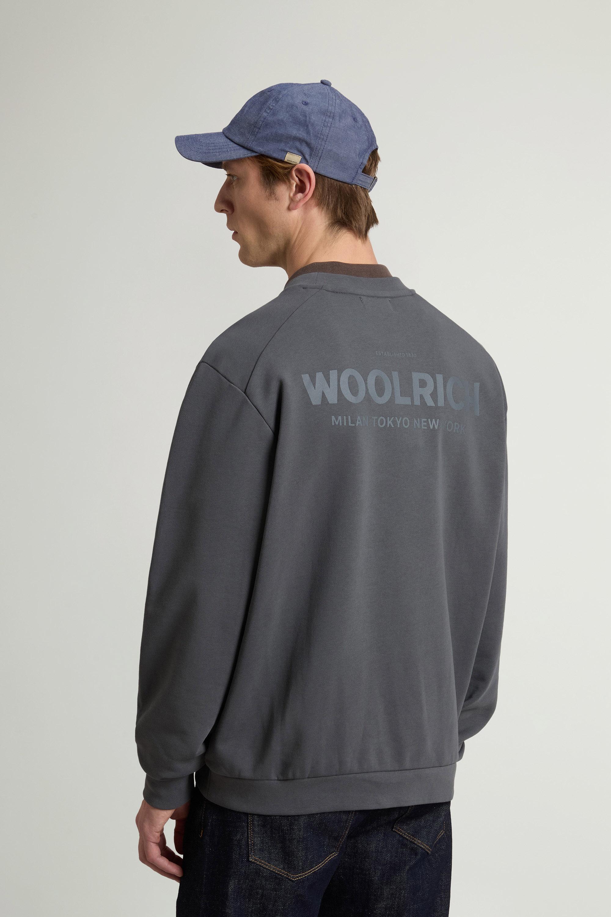 Crewneck Sweatshirt in Pure Cotton with Macro Logo on the Back Gray photo 1 | Woolrich