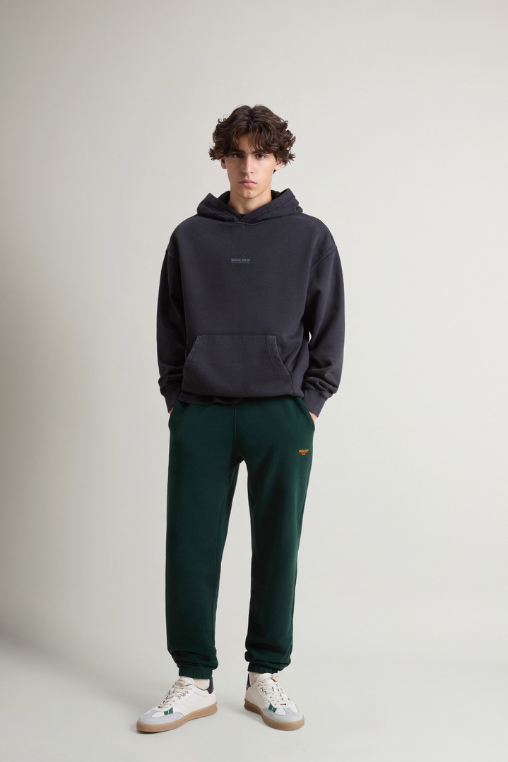 Teen Boys’ Garment-Dyed Pure Cotton Hoodie with Rear Print Black photo 2 | Woolrich