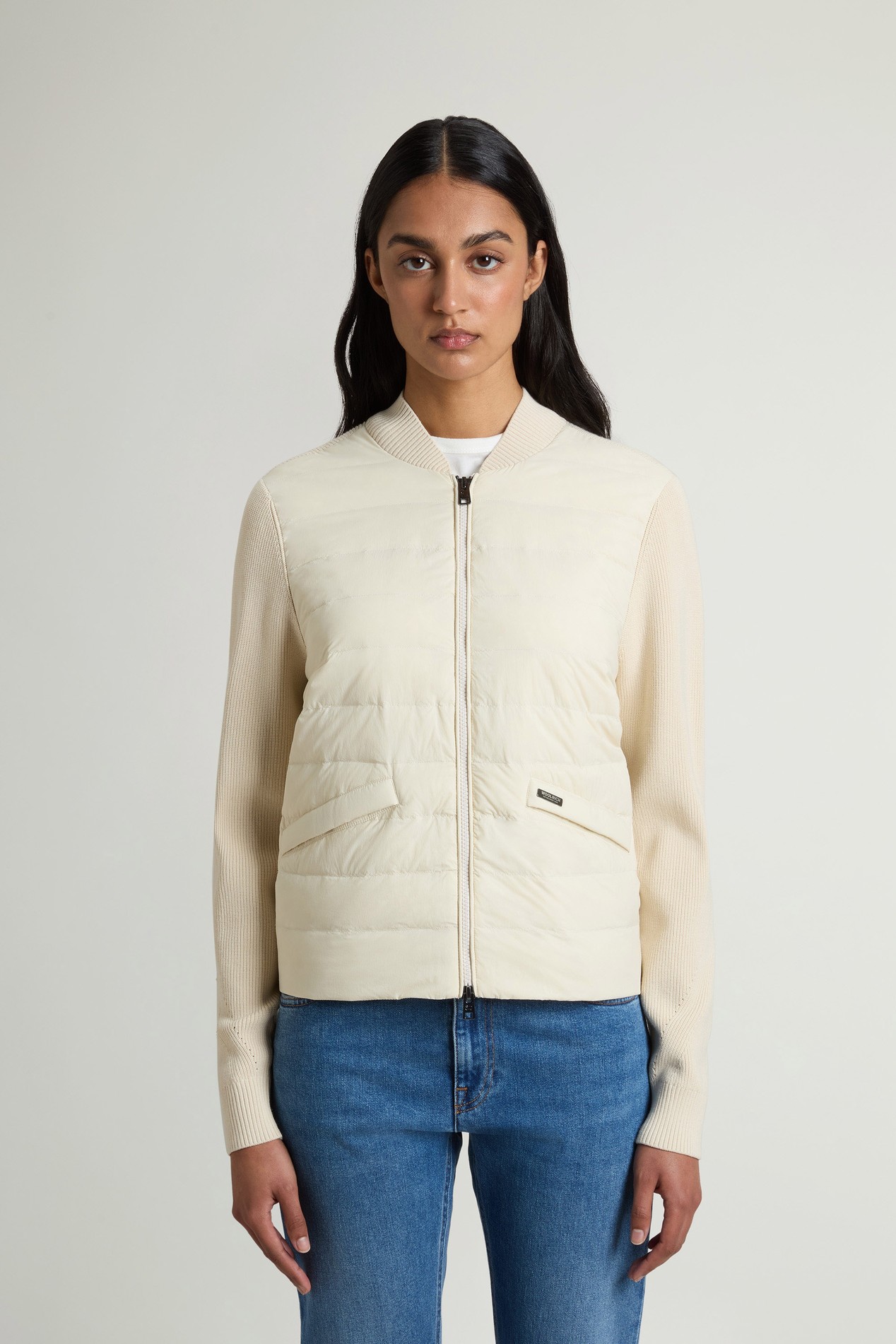 Hybrid Bomber Jacket in Nylon White photo 1 | Woolrich