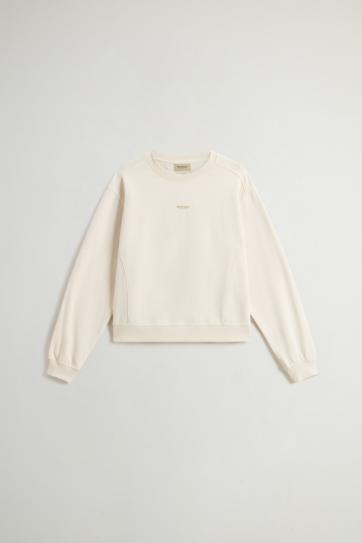 Crewneck Sweatshirt in Pure Cotton with Embroidered Logo White photo 5 | Woolrich
