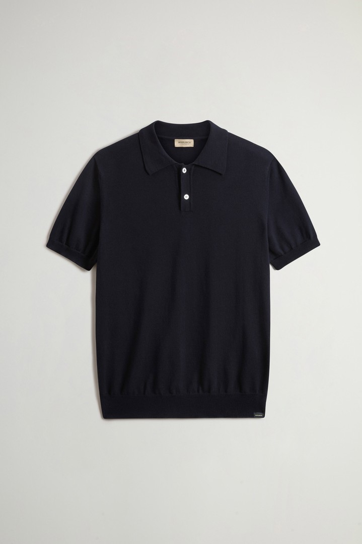 KNITTED POLO Blue photo 5 | Woolrich