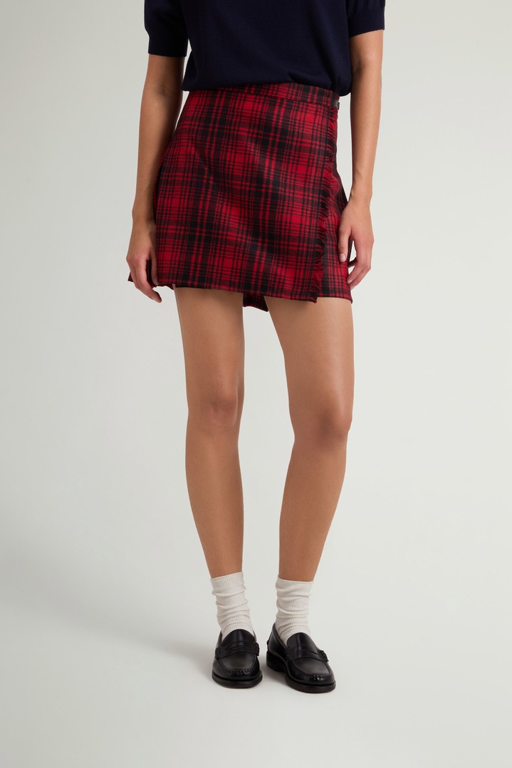 Checked Mini Skirt in Recycled Italian Wool-Blend Flannel Red photo 1 | Woolrich