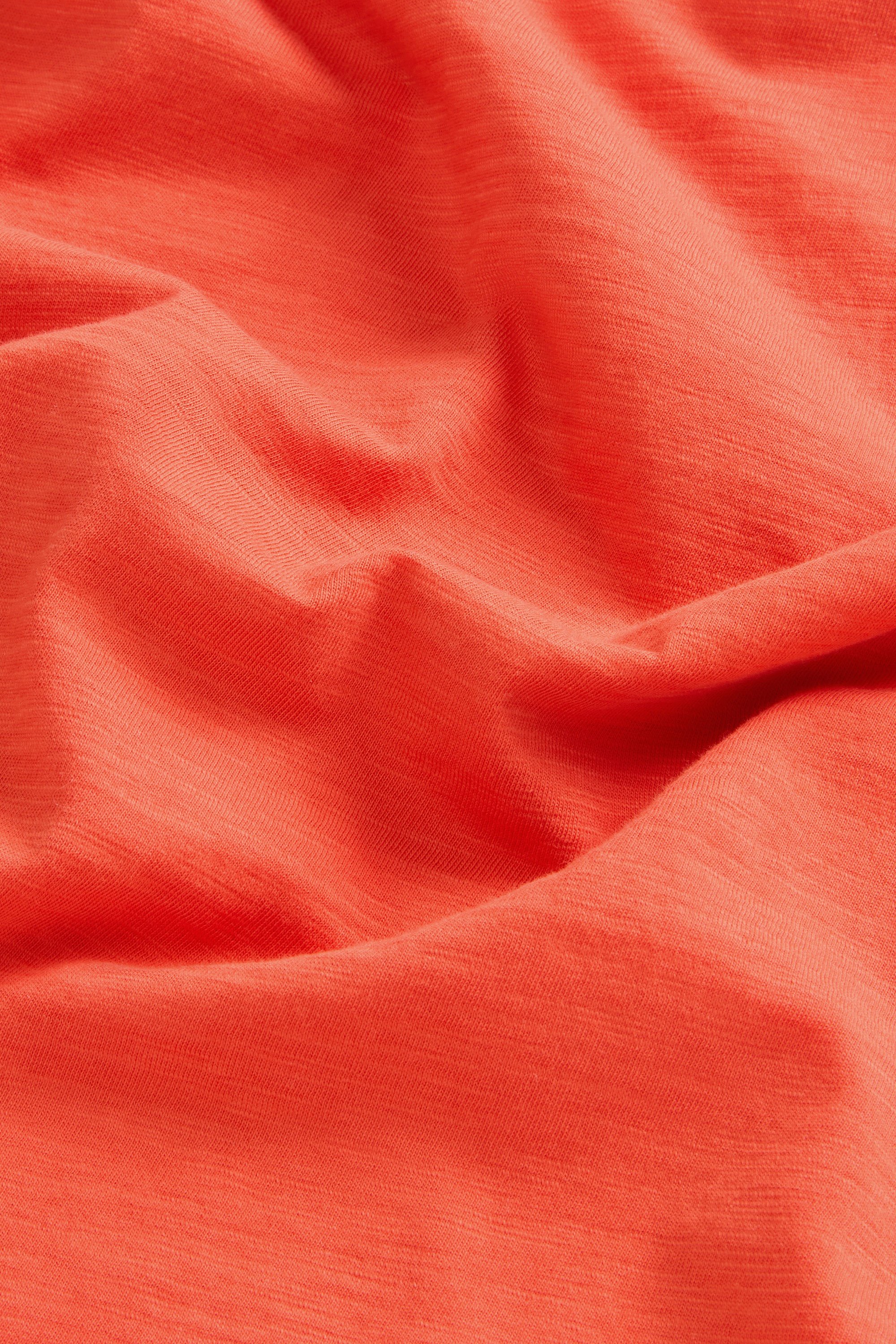 V-Neck T-Shirt in Pure Cotton Slub Fabric Red photo 6 | Woolrich