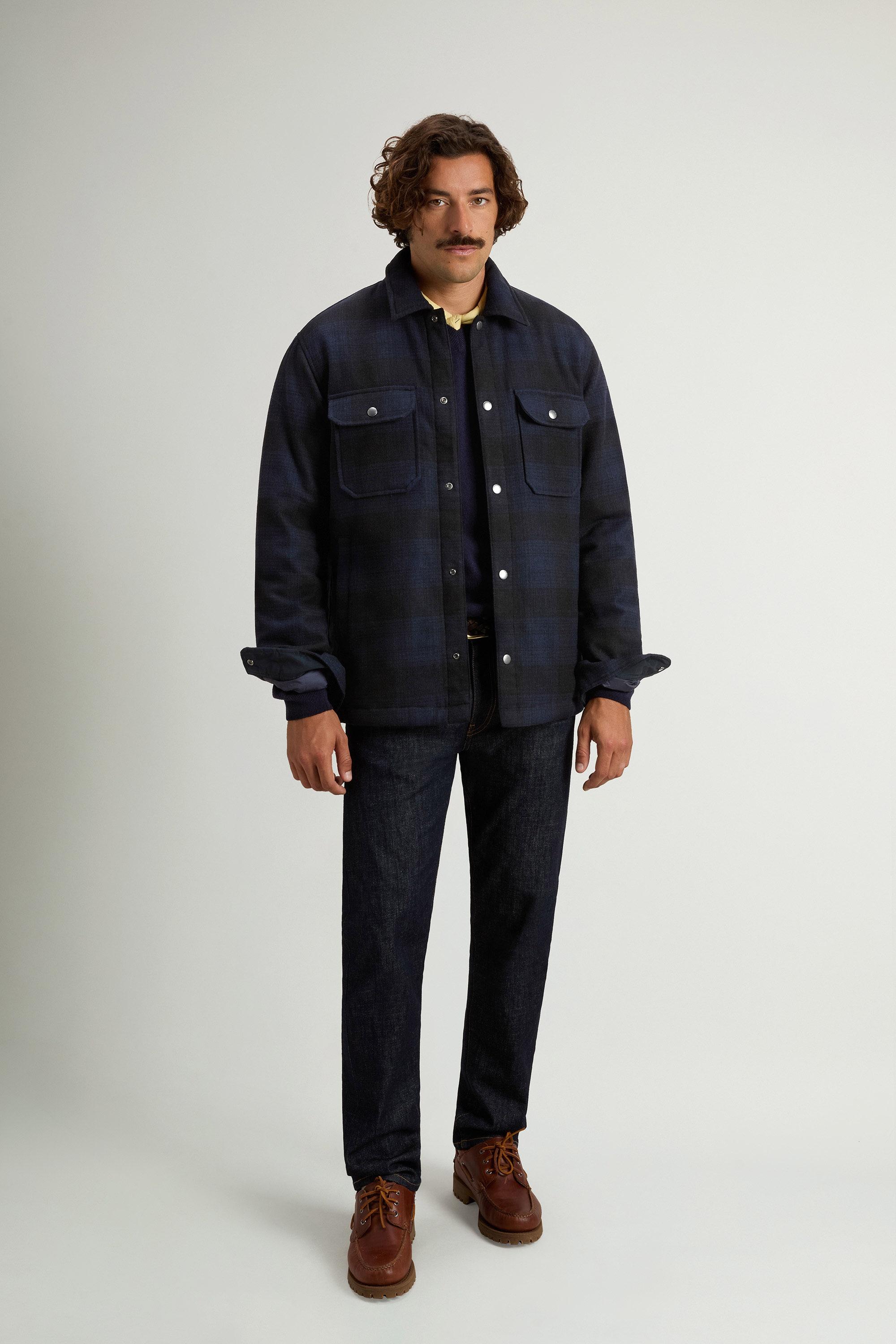 Padded Alaskan Check Overshirt in Recycled Italian Wool Blend Blue photo 1 | Woolrich