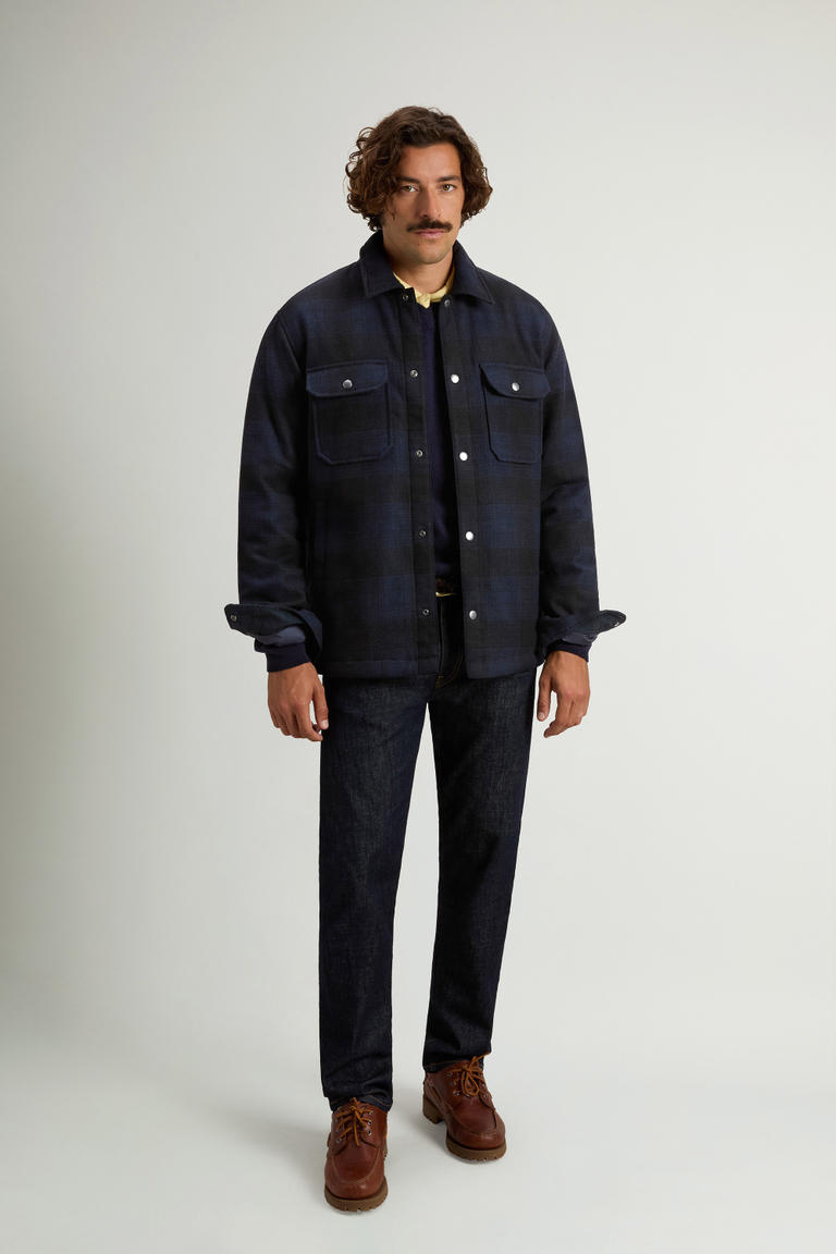 Padded Alaskan Check Overshirt in Recycled Italian Wool Blend Blue photo 1 | Woolrich