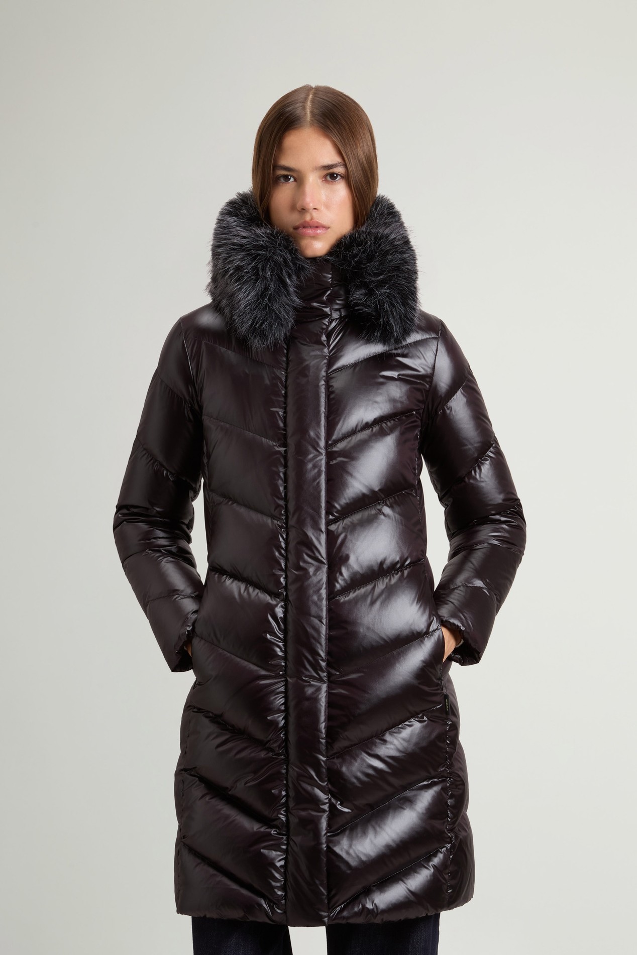 LIQUID NYLON FUR PARKA Black photo 1 | Woolrich