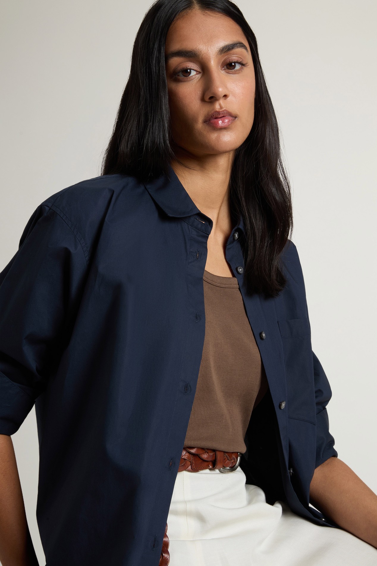 COTTON POPLIN BOYFRIEND SHIRT Blue photo 4 | Woolrich