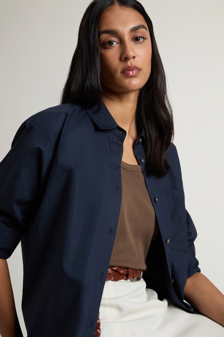 COTTON POPLIN BOYFRIEND SHIRT Blue photo 4 | Woolrich