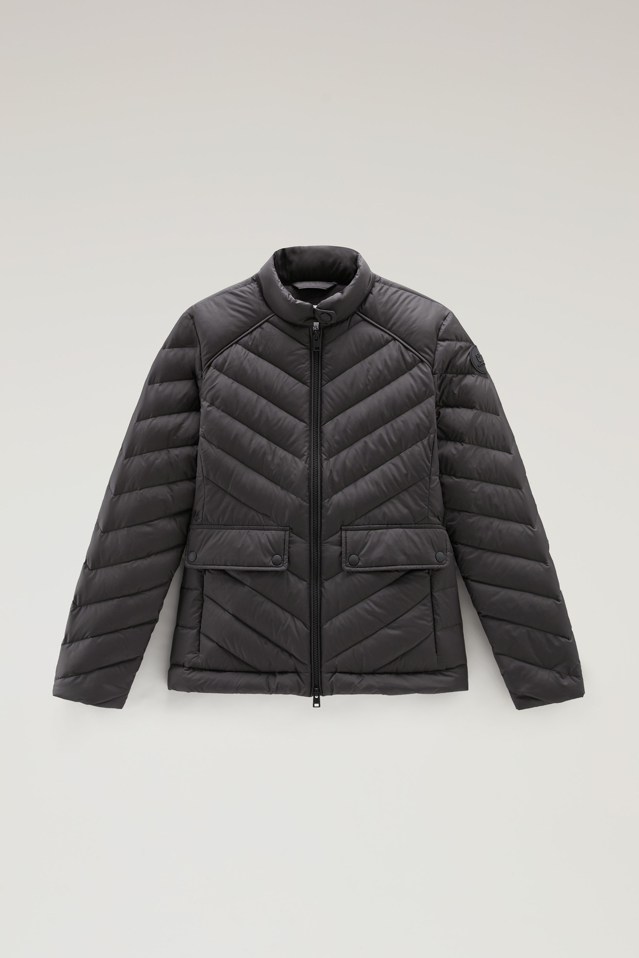 Short Padded Jacket with Chevron Quilting Black photo 1 | Woolrich