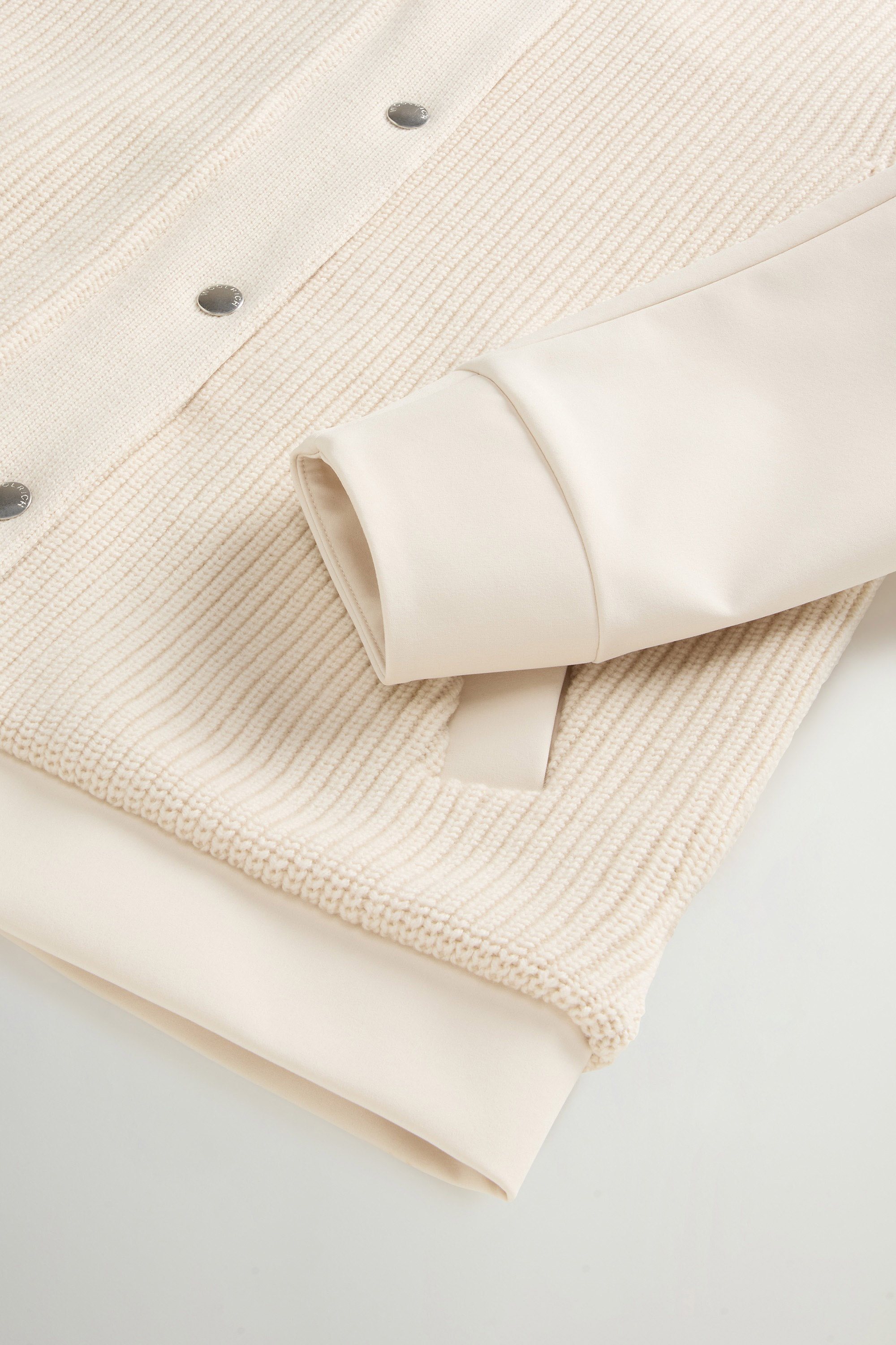Firth Hybrid Bomber Jacket in Tech Softshell and Pure Wool White photo 7 | Woolrich