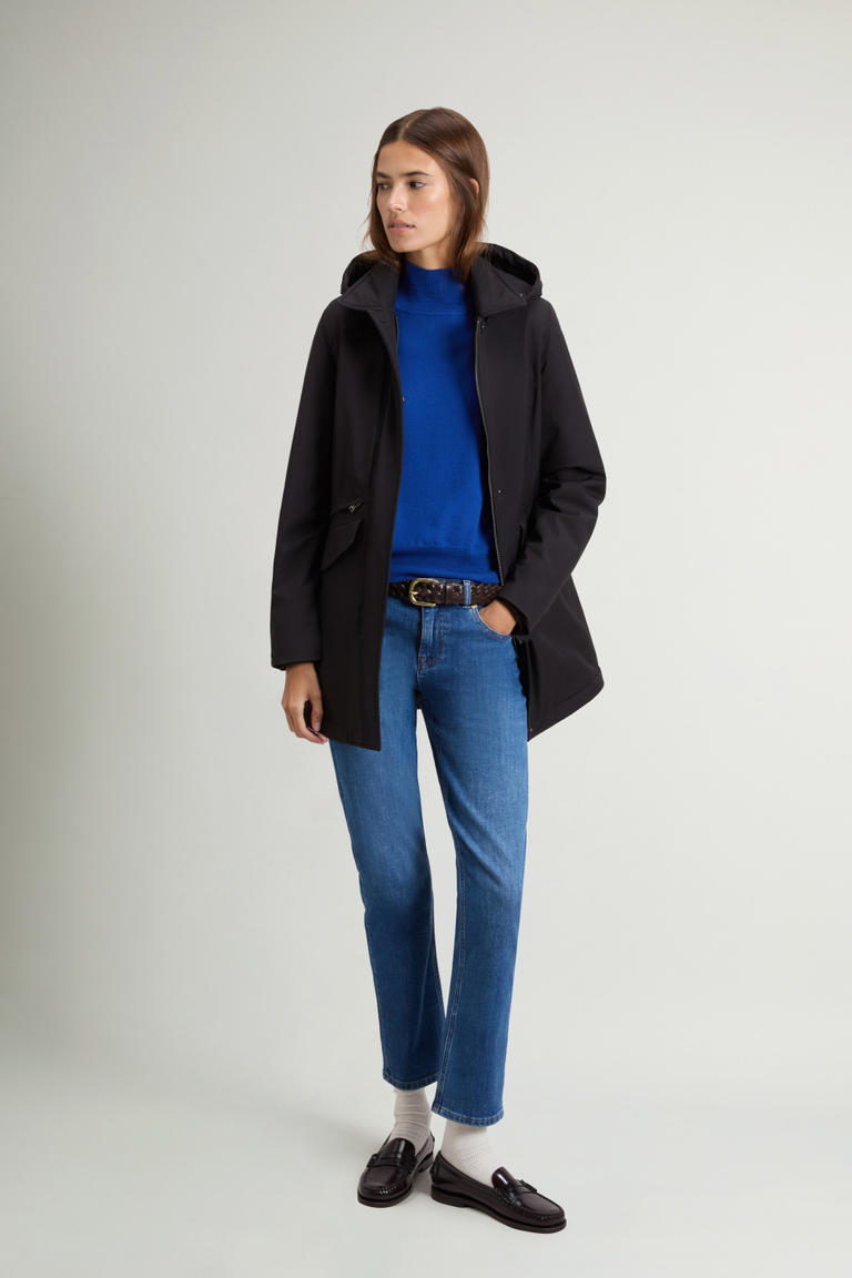 Mantel van Light Stretch met afneembare capuchon Zwart photo 1 | Woolrich