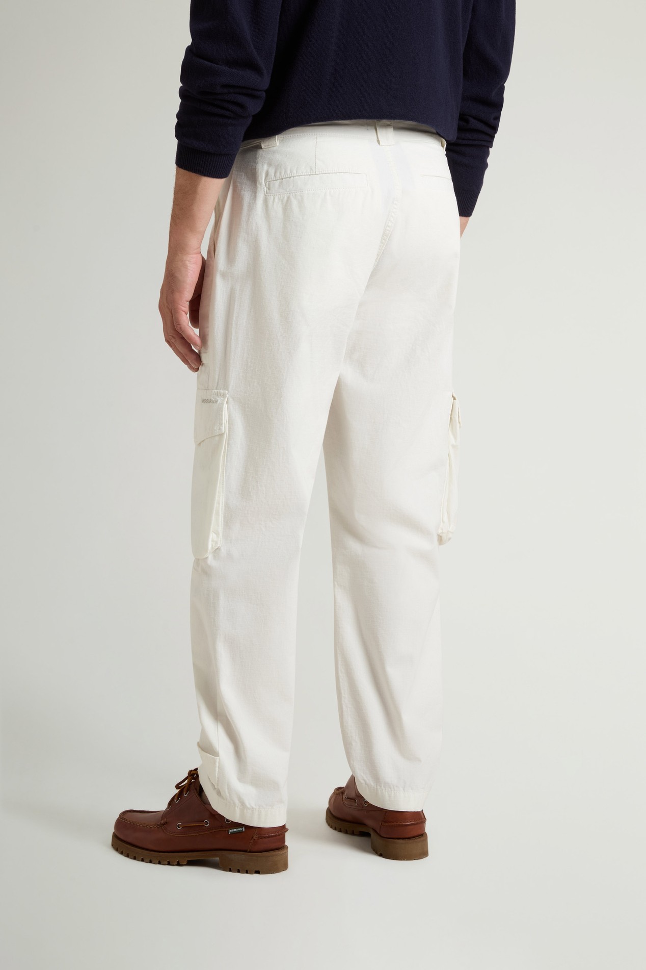 Garment-Dyed Cargo Pants in Pure Cotton Ripstop White photo 3 | Woolrich