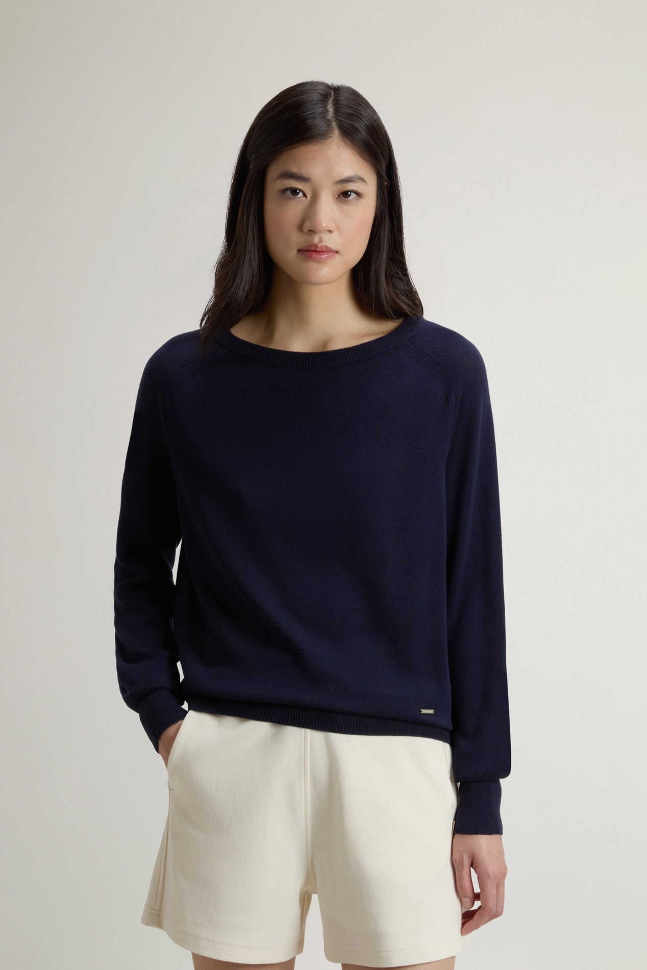 Crewneck Sweater in Cotton Blend Blue photo 1 | Woolrich