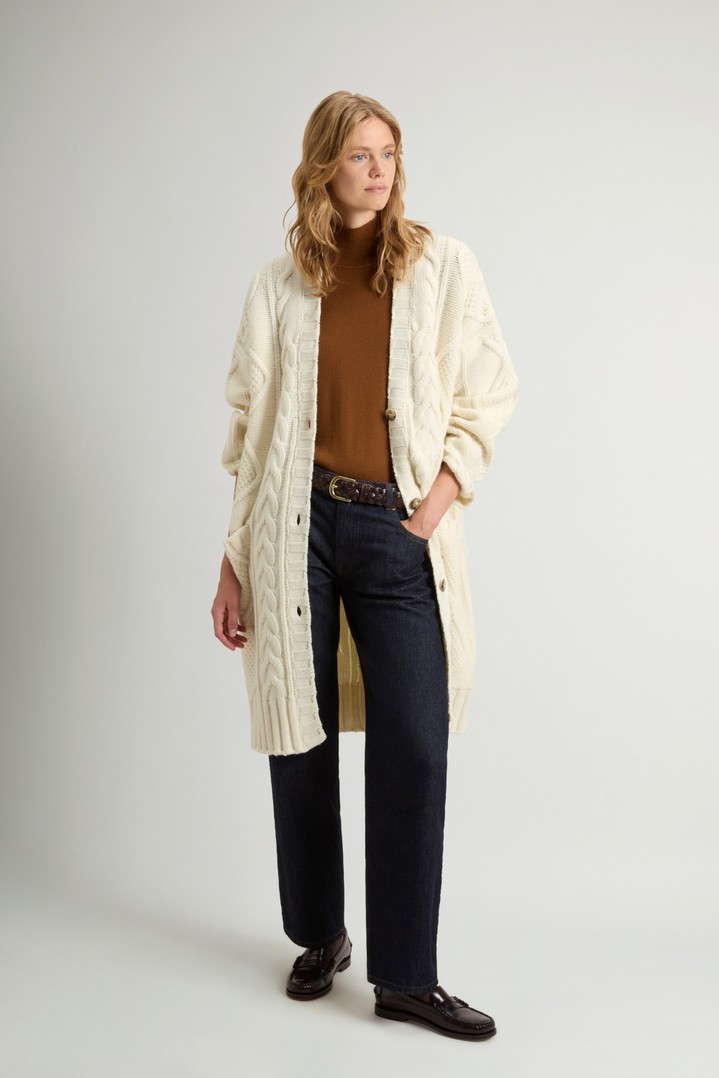 3GG ARAN LONG CARDIGAN White photo 2 | Woolrich
