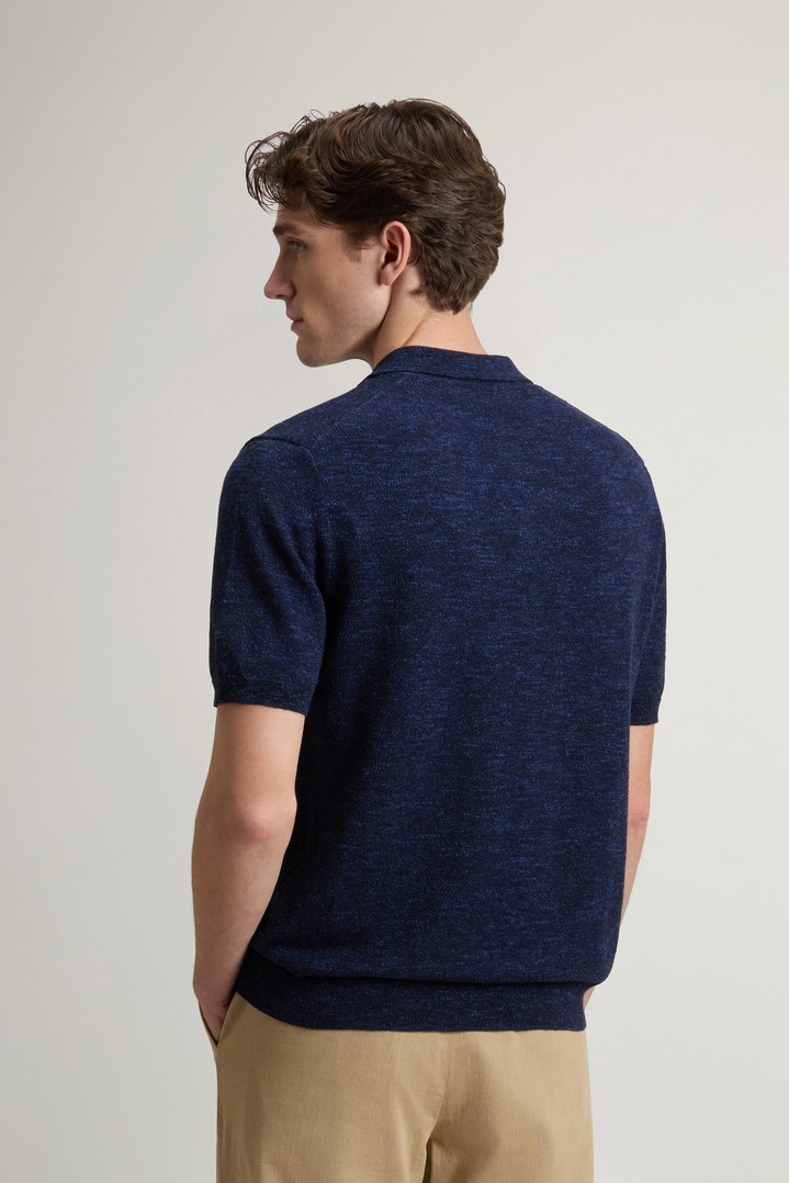 COTTON LINEN POLO Blue photo 3 | Woolrich