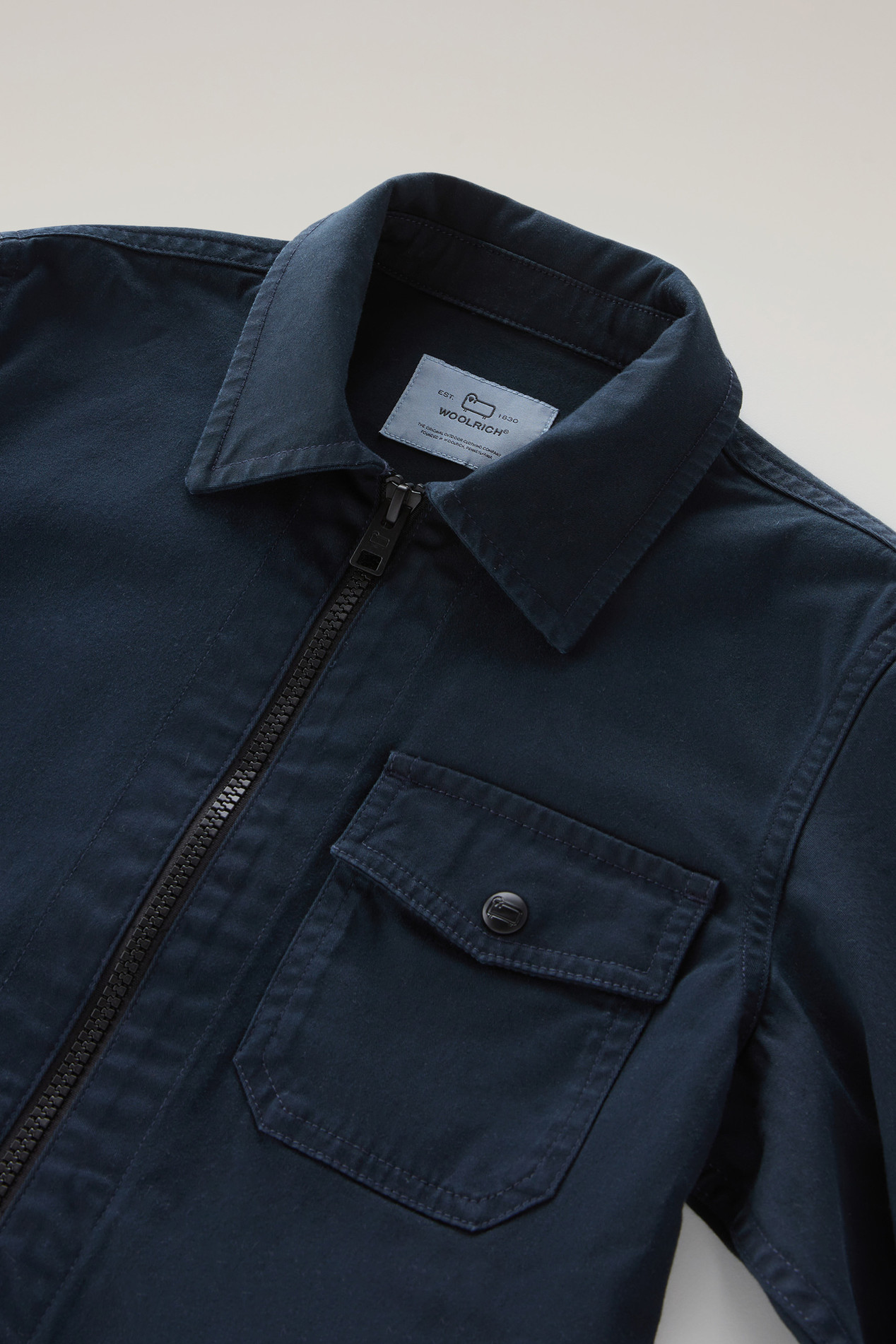 Boys' Garment Dyed Stretch Cotton Overshirt Blue photo 3 | Woolrich